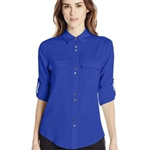 Ivanka Trump Royal Blue Button Up Blouse, sz: M